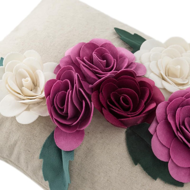 KINGROSE 3D Flower Accent Throw Pillow Cover Handmade Pillow Case