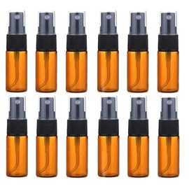 12 x bernsteinfarbene Glasflaschen mit klarem Zerstäuber – perfekt für ätherische Öle, Aromatherapie und andere Kosmetikprodukte (5 ml/1,8 oz).
