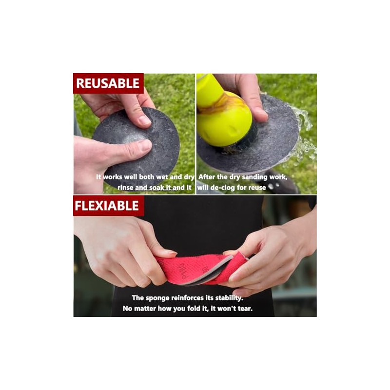 12Pcs 6 Inch Hook and Loop Sanding Sponge Discs 180-3000