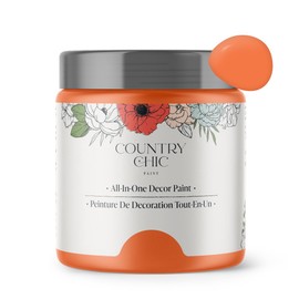Country Chic Paint - Chalk Style All-in-One Paint for Furniture, Home Decor, Cabinets, Crafts, Eco-Friendly, Matte Paint - Persimmon [Orange] Half Pint 8oz
