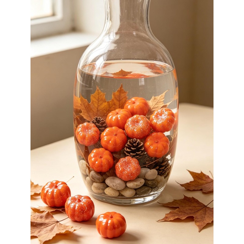 Liiaiyter 20 Pcs Mini Artificial Pumpkins, Fake Pumpkins Fall Harvest