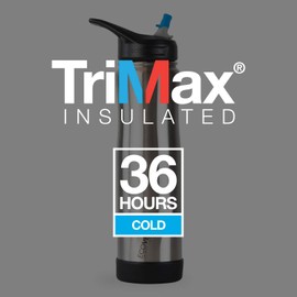 EcoVessel Insulated Gym Water Bottle with Straw 24oz Stainless Steel Water Bottle Trimax 36 Hrs Cold “The Summit” Sports Bottle & Thermos for Yoga, Gym, Hiking, Travel & More