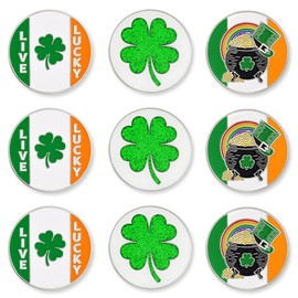 PinMart Luck of The Irish Bundle Pack of 9 Golf Ball Markers - Golf Accessories for Men and Women – Shamrocks and Fun Irish Clover Magnetic Golf Ball Markers Set of 9 Markers