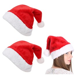 tintoke Pack of 2 Christmas hats for adults, Santa hat, adult Christmas hat, family, plush Santa hat, suitable for men and women, Christmas parties etc. (2)