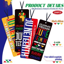 Resurhang 200 Pcs Juneteenth Bookmarks Double-Side Inspirational Bookmarks Bulk African American Celebration Gifts for Juneteenth Day Black History Month Independence Day Party Favor Gifts