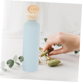 MERRYHAPY 4pcs Refillable Plastic Shampoo Bottles with Flip Lids 260ml Blue Lotion Cream Containers