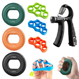 Hand Grip Strengthener, Finger Exerciser, Forearm Strengthener Kit - 7 Pack, Targeted Hand & Forearm Strength, Relief & Recovery Kit (Blue)