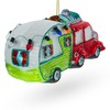 Bear Behind The Wheel of a Camper Blown Glass Christmas