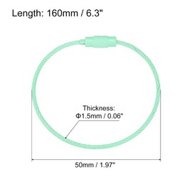 uxcell Cable Key Rings, 6.3"/ 160mm Wire Keychain Twist Loops for Lanyards, Keychains, Luggage Tags, Light Green, 4Pcs