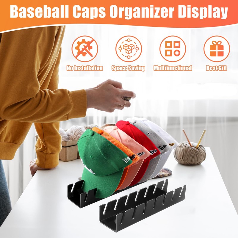 Hat Stand for Baseball Caps, 2 Pack No Install Acrylic