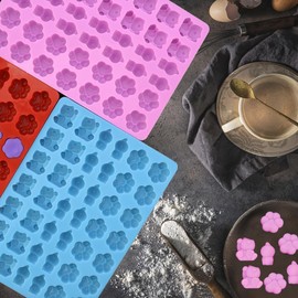 3 Packs 42-Cavity Gummy Bear Food Grade Silicone Molds Mini Size Non-stick Candy Gummy Mold Including Panda Back, Panda, Paw Silicone Molds for Chocolate Gelatin Jello Candy