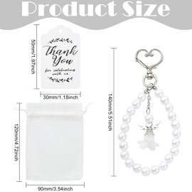Ipotkitt 10 pcs Angel Keychains Favor Set Fairy Charms Hanging Ornaments Paper Presents Tags and Organza Presents Bags for DIY Crafts Weddings Baby Showers Funeral Favors