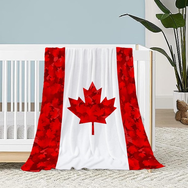 Canada Day Throw Blanket for Baby Small Red White Maple