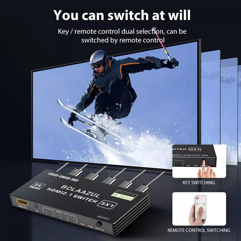 BolAAzuL 8K HDMI 2.1 Switch 120Hz 4K 5 in 1