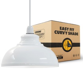 LEDSone White Industrial Ceiling Pendant Light Shades E27 29cm Retro Vintage Style Curvy Shaped Hanging Lamp Ceiling Lights lampshade
