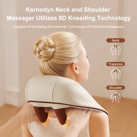 Cordless Neck Massager with Heat, 8D Shiatsu Shoulder Pain Relief