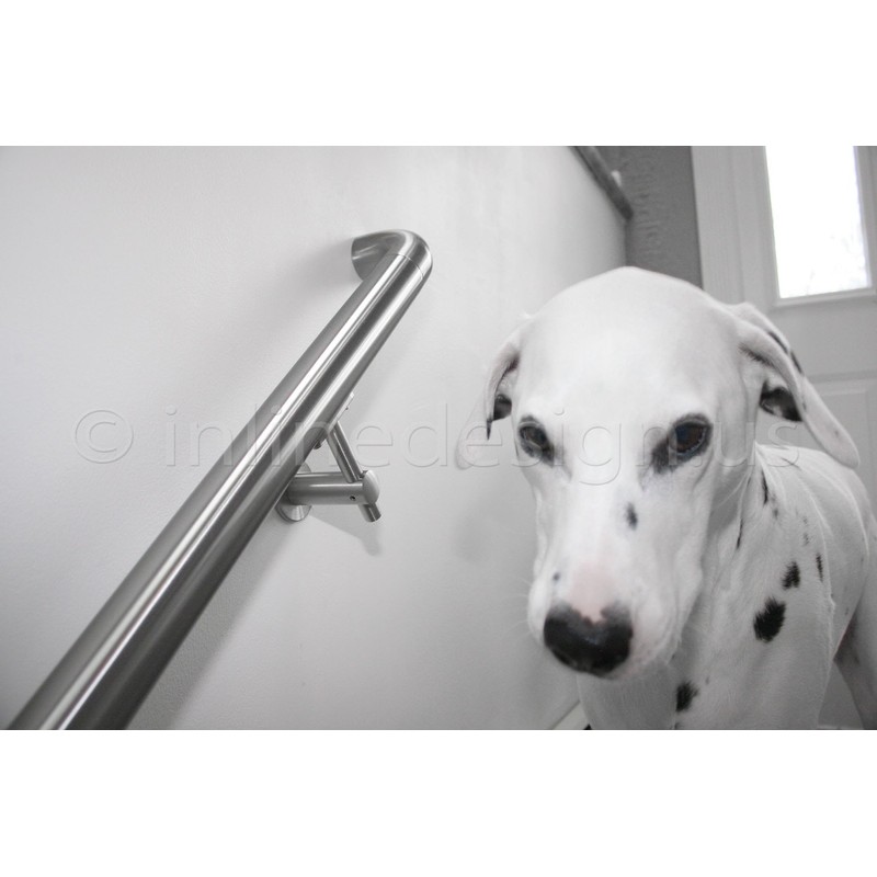 Handrail Bracket Stainless Steel 316 Round (Black Matte Powder Coat)