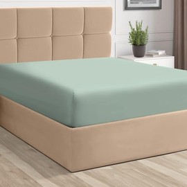Pizuna Pure 100% Cotton Twin XL Fitted Sheet Sea Foam, Luxurious 400 Thread Count Long Staple Cotton Sateen 15" Deep Pocket XL Twin Fitted Sheet Only Combed Cotton Fitted Sheet -1PC