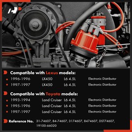 A-Premium Ignition Distributor with Cap and Rotor Compatible with Toyota Land Cruiser 1993-1997 & Lexus LX450 1996-1997, 4.5L