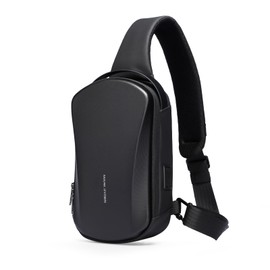 Mark Ryden Men's Hard Shell Sling Backpack with USB Charging Port, Waterproof Crossbody Bag for Travel, Gym & Commuting (Black)