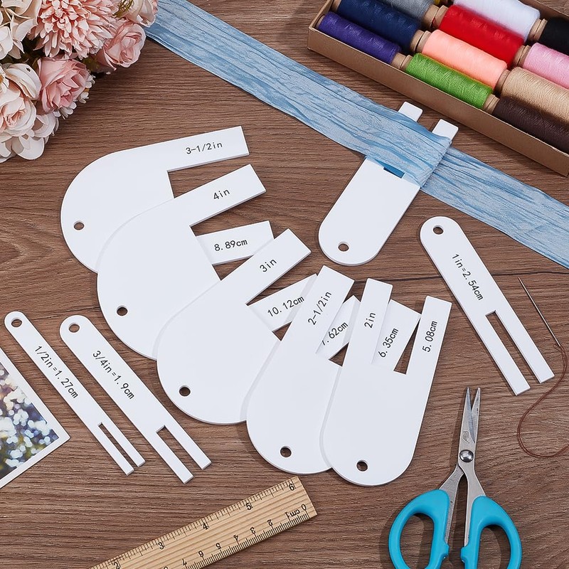 BENECREAT 9Sizes Quick Pleater, Acrylic Sewing Tools 1.27~10.12cm Quick Pleater