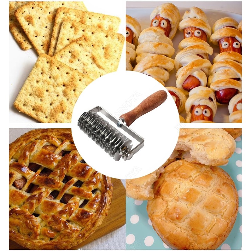 JIKANNOYA Pique Roller, Stainless Steel Pie Dough Roller, Pie Dough