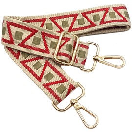 1101 Adjustable Shoulder Strap for Bags Red/Green, Bag Straps for Changing, Bag Strap Wide with Carabiner Gold, 80-130 cm Shoulder Strap Bag for Women, Shoulder Strap, Handbag, 3.8 cm, 1101