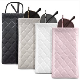 ePicsoa Glasses Case Soft, 4 Pack Glasses Cases, Leather Eyeglass Cases, Spectacle Cases, Portable Sunglasses Cases Squeeze Top, PU Glasses Pouch, Travel Soft Trinket Organizer Bags for Women and Men