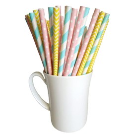 Easter Party Straws (25 Pack) - Pastel Spring Garden Baby shower Party Decorations and Supplies, Easter Party Favors