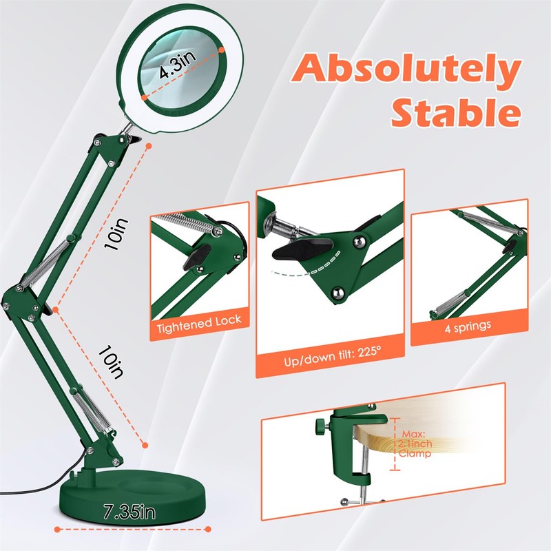 MagnieOpti 10X Magnifying Glass with Light and Stand, Real Glass