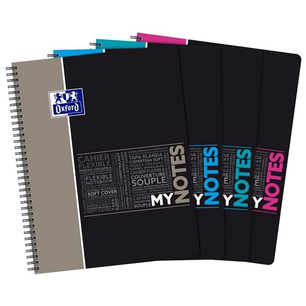 Oxford MyNotes A4+ Large Squared Notebook 160 Pages Built-In Book Cover Random Card