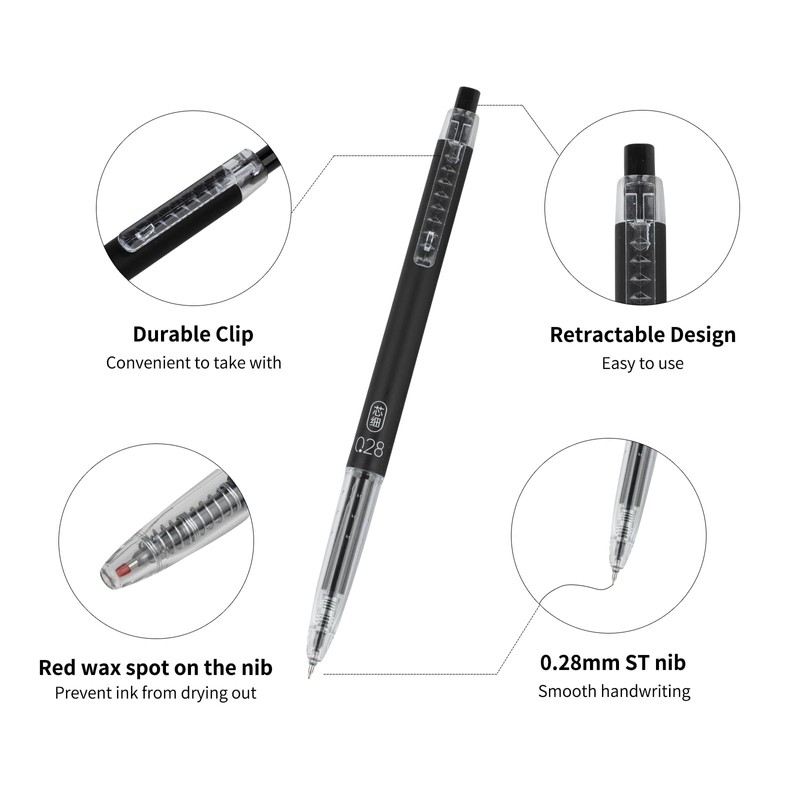 UPENOTE Gel Pens 0.28mm Extra Fine Point Pen, Black Ink,
