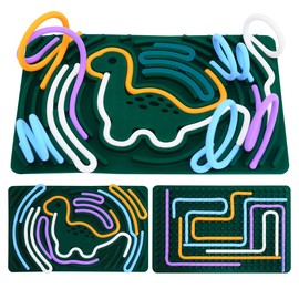 Sensory Activity Board for Kid, Sensory Fidget Toys, Autism Sensory Products, Silicone Calm Down Toy, Kids 3+ & Adults Activities for Travel, ADHD Toy, Sensory Toy (Dark Green-Dinosaur)