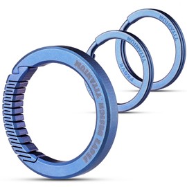 TISUR Men's Titanium Carabiner Keychain with Key Ring for Key Case (Blue)