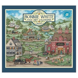 Legacy Bonnie White Folk Art 13 x 12 Paper 2025 Hanging Wall Calendar