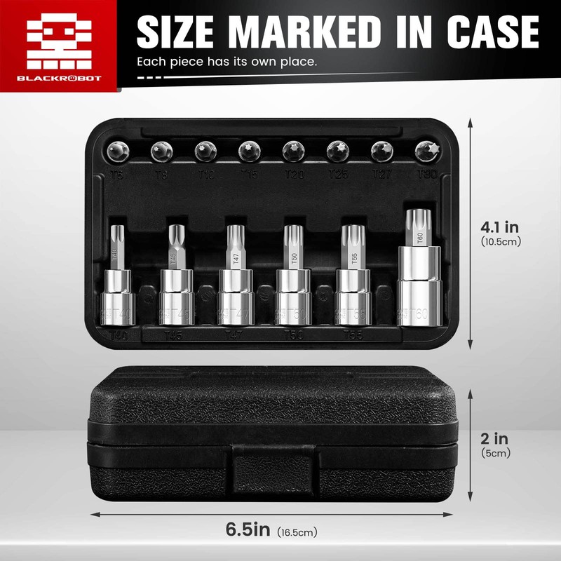 Torx Bit Socket Set, 14-Piece Star T6 - T60 Set,