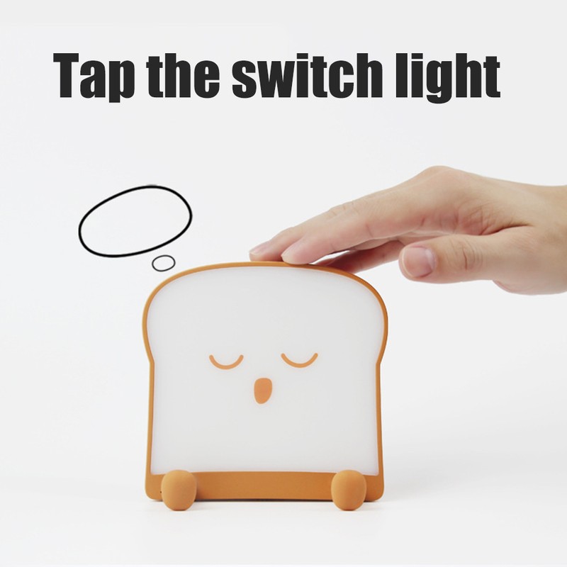 Cute Cartoon Night Light Toast Bread LED Night Lamp Rechargeable