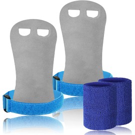 LOVMEAD Sports Gloves for Horizontal Gloves, Children, Protects Hand Palm with Bracelets Pair, Bar Handles, Palm Protection, Wrist Support for Kettlebells Sports (Blue, L)