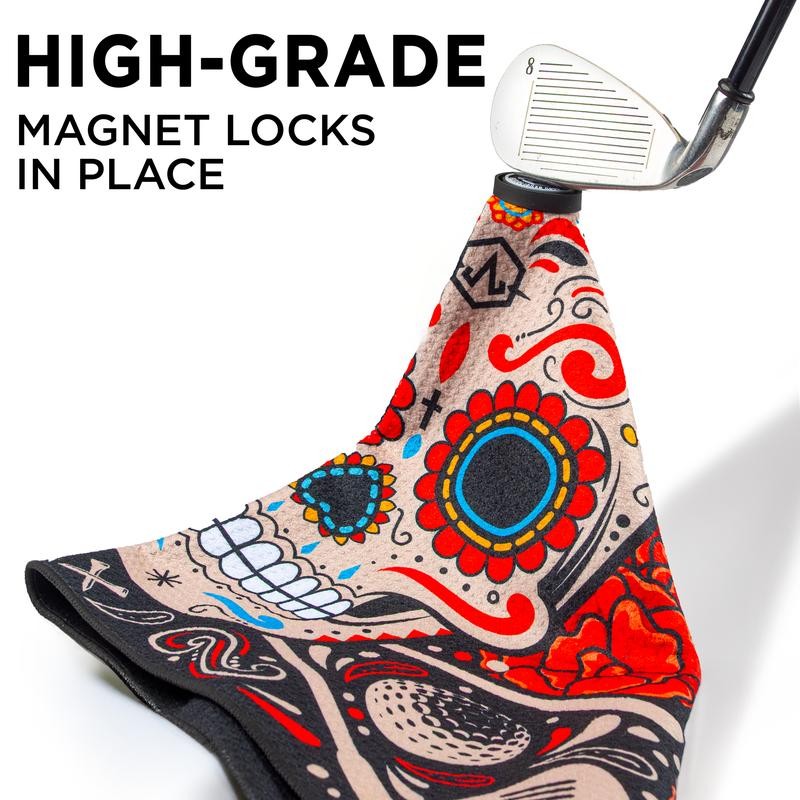 Magnetic Golf Towel, Ultra-Absorbent, Durable & Convenient, Caddie:_Sugar Skull Golf