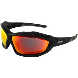 Global Vision Eyecon Foam Padded Motorcycle Safety Sunglasses Black Frames & G-Tech Red Mirror Lenses