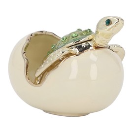 Turtles Trinket Box, Green Zinc Alloy Hand Made Metal Baby Turtles Figurine Craft Jewelry Box for Metal Earrings Necklace Holder Case Girls Women