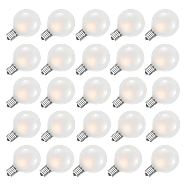 SUNSGNE G40 Globe Replacement Bulbs with Frosted White, 1.5 Inch -5 Watt -Screw Base -Fits E12 and C7 Sockets, 25 Pack