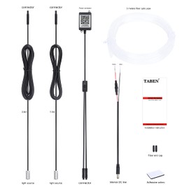 TABEN Car Interior Ambient Lighting Kits 3 Meters Fiber Optic RGB Multicolor 16 Million Colors Music Sync Rhythm Sound Active Function and Wireless Bluetooth APP Control 12V with DC Line