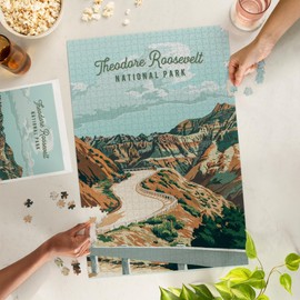 Theodore Roosevelt National Park, North Dakota, Painterly National Park Series (1000 Piece Puzzle, Challenging Jigsaw Puzzle for Adults, Made in USA)