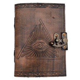 Hocus Pocus Book of Spell Leather Journal Book of Shadows Blank Journal Eye grimoire Antique Vintage Notebook Unni Spell Eye of Providence All Eye of GOD Witchcraft Daily Lock Clasp Diary 7x5 Inch