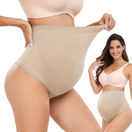Hailycoco Seamless Maternity Thongs for Women, Maternity Shapewear Over Belly, High Waist Underwear Panties for Pregnancy with Belly Support, XXL