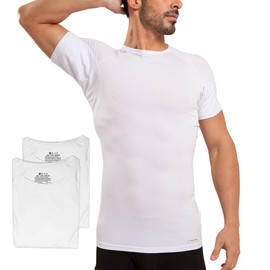 Ejis Sweat Defense Undershirt | Crew Neck (3-Pack) | Underarm Sweat Proof Micro Modal (X-Large, White)