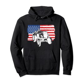 Farm Tractors I USA Flag I Patriotic Farming Gift I Farmer Pullover Hoodie