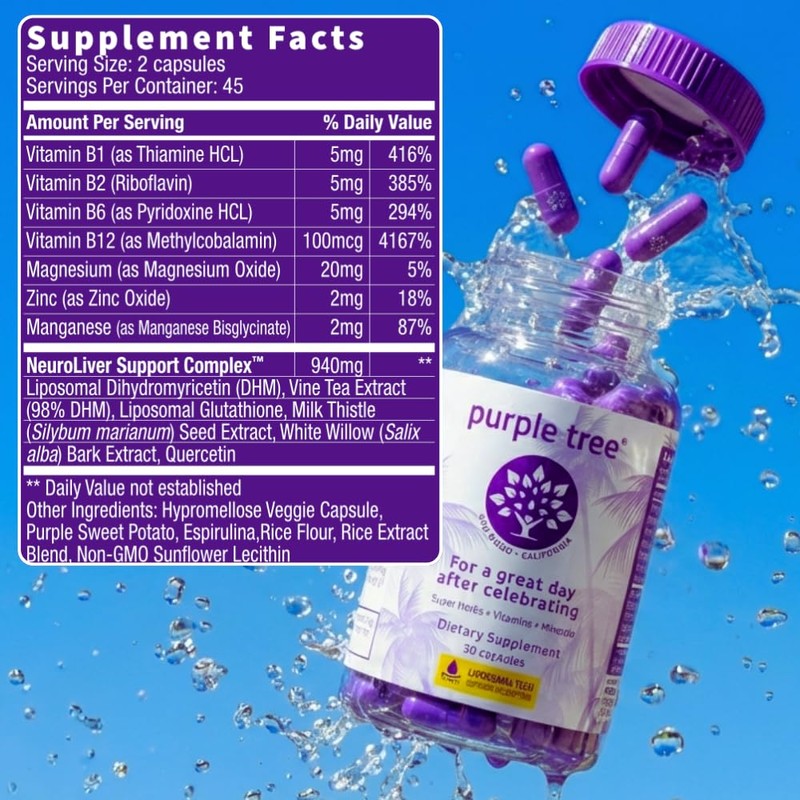 purple tree Post-Celebration Wellness Supplement for After-Drink Support | Hydration