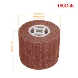 sourcing map 120mmx100mm 180 Grit Non-Woven Polishing Burnishing Wheel Nylon Wire Drawing Abrasive Flap Wheel for Stainless Steel Copper, Red